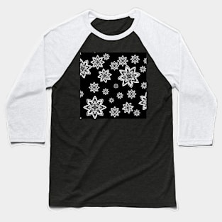 Abstract flowers on black background Baseball T-Shirt